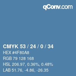 Color code: CMYK 53 / 24 / 0 / 34 | qconv.com
