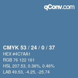 颜色代码: CMYK 53 / 24 / 0 / 37 | qconv.com