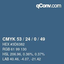 カラーコード: CMYK 53 / 24 / 0 / 49 | qconv.com