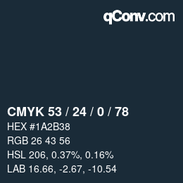 Color code: CMYK 53 / 24 / 0 / 78 | qconv.com