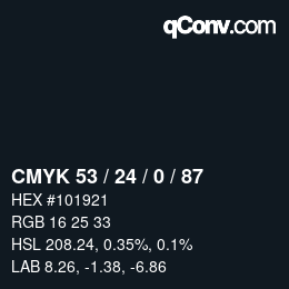 カラーコード: CMYK 53 / 24 / 0 / 87 | qconv.com