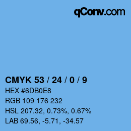 カラーコード: CMYK 53 / 24 / 0 / 9 | qconv.com