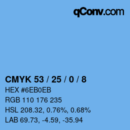 カラーコード: CMYK 53 / 25 / 0 / 8 | qconv.com