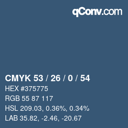 Color code: CMYK 53 / 26 / 0 / 54 | qconv.com