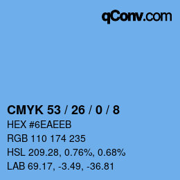 Color code: CMYK 53 / 26 / 0 / 8 | qconv.com
