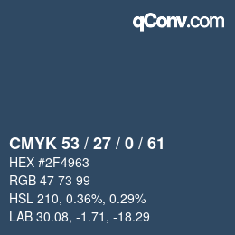 Color code: CMYK 53 / 27 / 0 / 61 | qconv.com