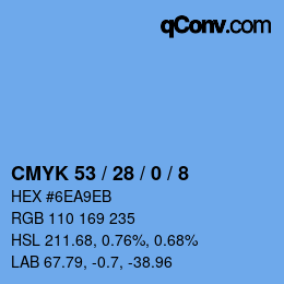 カラーコード: CMYK 53 / 28 / 0 / 8 | qconv.com