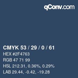 Color code: CMYK 53 / 29 / 0 / 61 | qconv.com