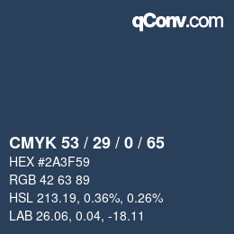 Color code: CMYK 53 / 29 / 0 / 65 | qconv.com