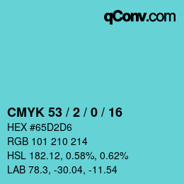 Color code: CMYK 53 / 2 / 0 / 16 | qconv.com