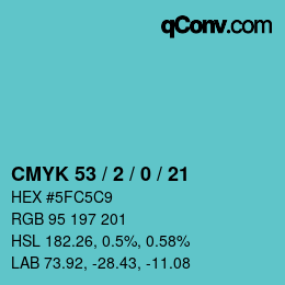 Color code: CMYK 53 / 2 / 0 / 21 | qconv.com