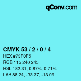 Color code: CMYK 53 / 2 / 0 / 4 | qconv.com