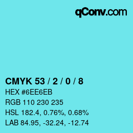 Farbcode: CMYK 53 / 2 / 0 / 8 | qconv.com