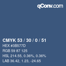 Color code: CMYK 53 / 30 / 0 / 51 | qconv.com