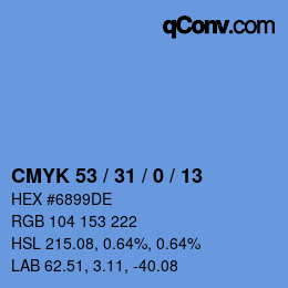 颜色代码: CMYK 53 / 31 / 0 / 13 | qconv.com