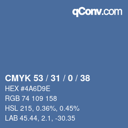 Color code: CMYK 53 / 31 / 0 / 38 | qconv.com
