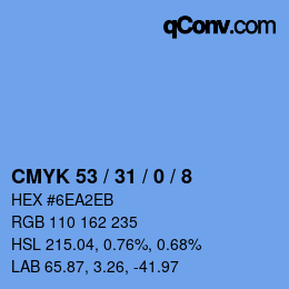 Color code: CMYK 53 / 31 / 0 / 8 | qconv.com