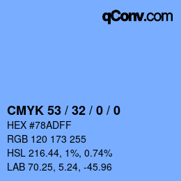 Color code: CMYK 53 / 32 / 0 / 0 | qconv.com