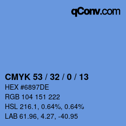 カラーコード: CMYK 53 / 32 / 0 / 13 | qconv.com