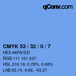 カラーコード: CMYK 53 / 32 / 0 / 7 | qconv.com