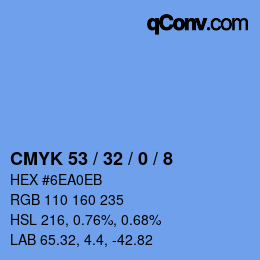 Color code: CMYK 53 / 32 / 0 / 8 | qconv.com