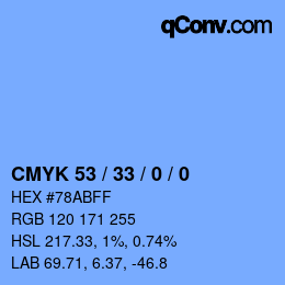 Color code: CMYK 53 / 33 / 0 / 0 | qconv.com