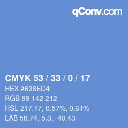 Color code: CMYK 53 / 33 / 0 / 17 | qconv.com