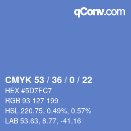 颜色代码: CMYK 53 / 36 / 0 / 22 | qconv.com
