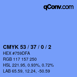 颜色代码: CMYK 53 / 37 / 0 / 2 | qconv.com