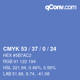 Color code: CMYK 53 / 37 / 0 / 24 | qconv.com