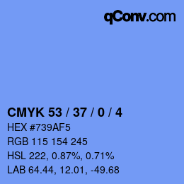 Color code: CMYK 53 / 37 / 0 / 4 | qconv.com