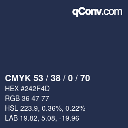 Color code: CMYK 53 / 38 / 0 / 70 | qconv.com