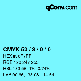 Color code: CMYK 53 / 3 / 0 / 0 | qconv.com