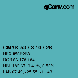 Color code: CMYK 53 / 3 / 0 / 28 | qconv.com