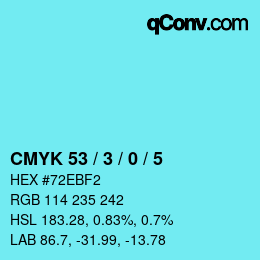 颜色代码: CMYK 53 / 3 / 0 / 5 | qconv.com