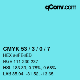 カラーコード: CMYK 53 / 3 / 0 / 7 | qconv.com