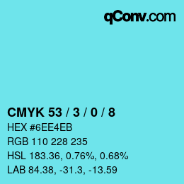 Color code: CMYK 53 / 3 / 0 / 8 | qconv.com