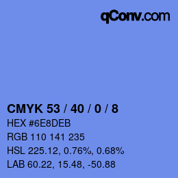 カラーコード: CMYK 53 / 40 / 0 / 8 | qconv.com