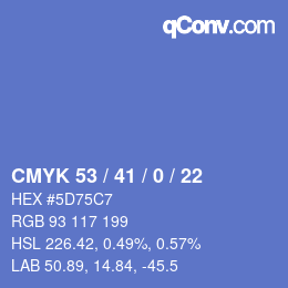 Código de color: CMYK 53 / 41 / 0 / 22 | qconv.com