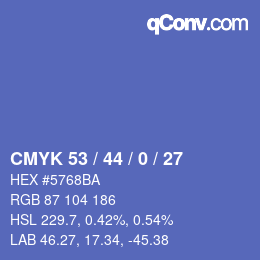 颜色代码: CMYK 53 / 44 / 0 / 27 | qconv.com