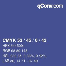 Color code: CMYK 53 / 45 / 0 / 43 | qconv.com