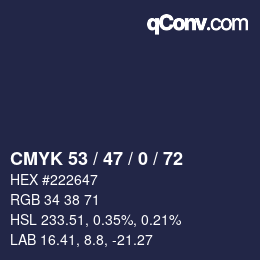 Color code: CMYK 53 / 47 / 0 / 72 | qconv.com