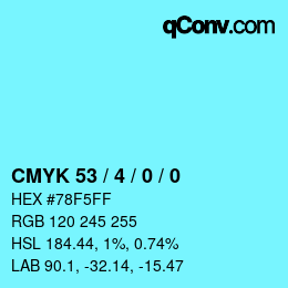 Color code: CMYK 53 / 4 / 0 / 0 | qconv.com