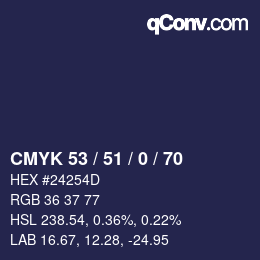 Color code: CMYK 53 / 51 / 0 / 70 | qconv.com