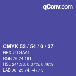 Color code: CMYK 53 / 54 / 0 / 37 | qconv.com