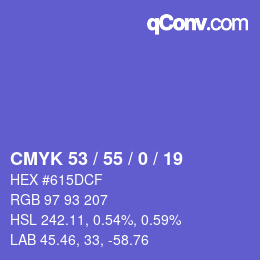カラーコード: CMYK 53 / 55 / 0 / 19 | qconv.com