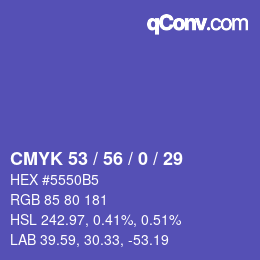 颜色代码: CMYK 53 / 56 / 0 / 29 | qconv.com