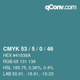 Color code: CMYK 53 / 5 / 0 / 46 | qconv.com