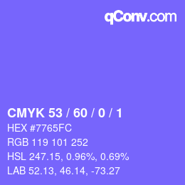 カラーコード: CMYK 53 / 60 / 0 / 1 | qconv.com