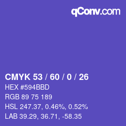 颜色代码: CMYK 53 / 60 / 0 / 26 | qconv.com